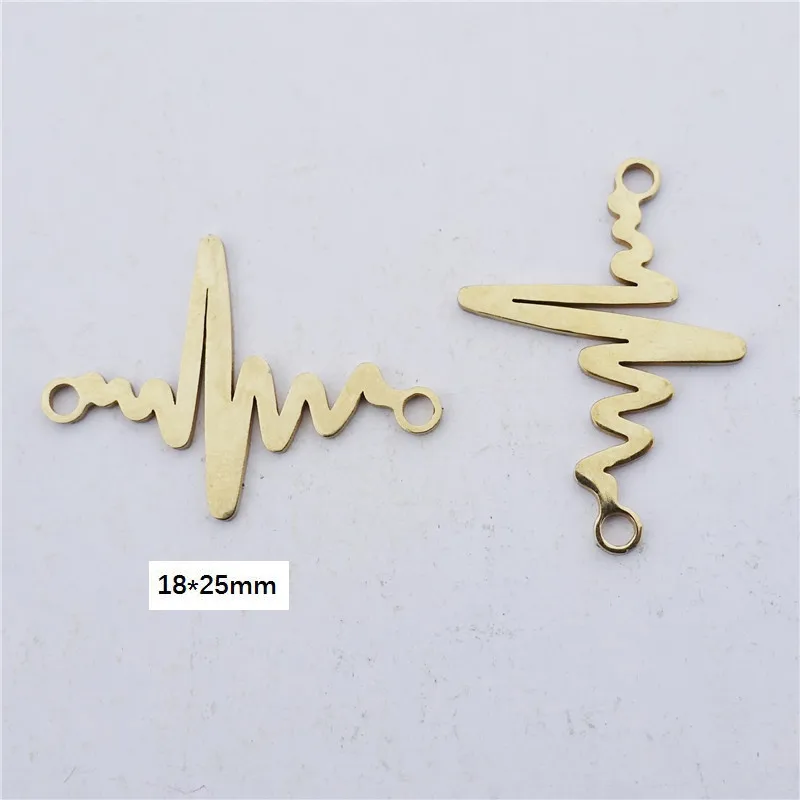 electrocardiogram Настоящая позолоченная нержавеющая сталь соединители семья езда на велосипеде электрокардиограмма улыбка лицо Diy браслет ювелирных изделий 5 шт./лот - Цвет: electrocardiogram