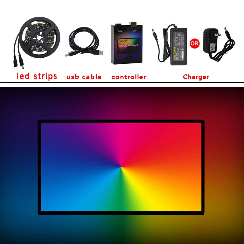 Customized LED RGB Dream Color Ambilight Ambibox PC Monitor Display TV Screen Synchronization Background Lamp
