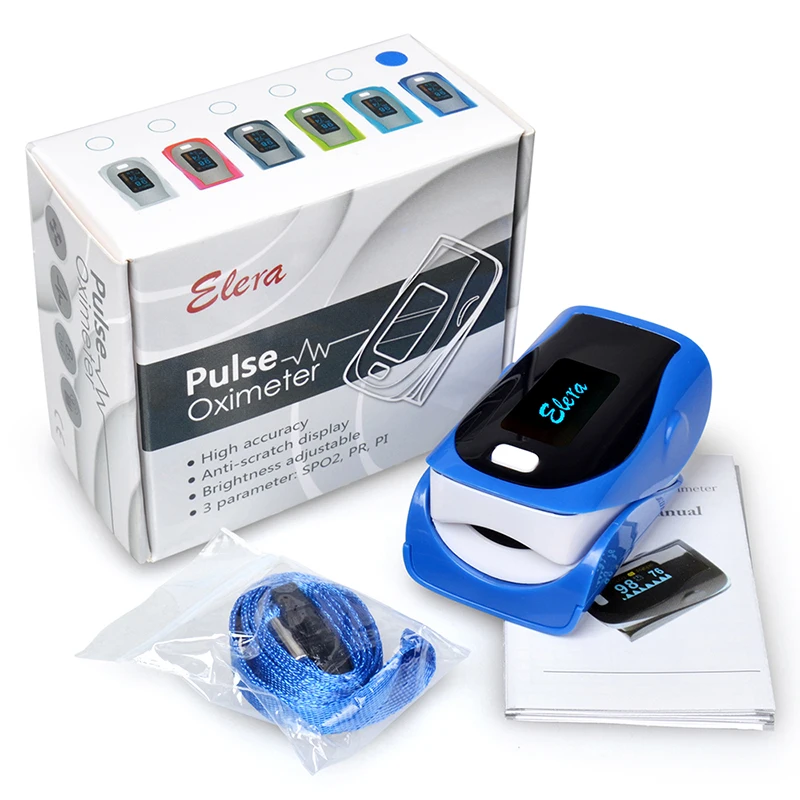 Elera CE утвержден Яркость регулируемые oled цифровой палец Пульсоксиметр SPO2 PR Pi индикатор тревоги установка с сумкой