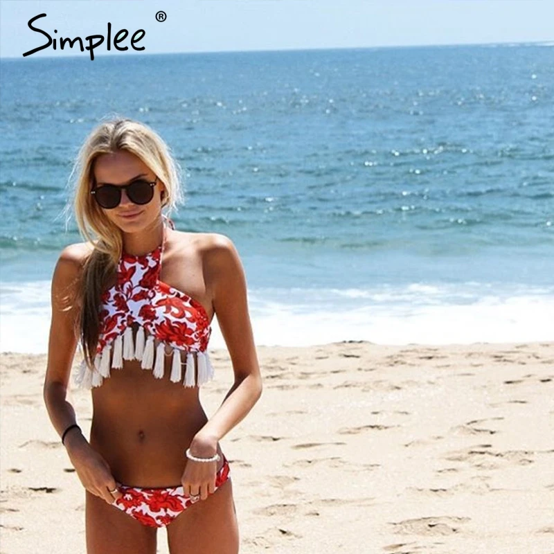 Simplee холтер две пьесы комплект бикини biquine sexy купальники женщины sport костюм спинки