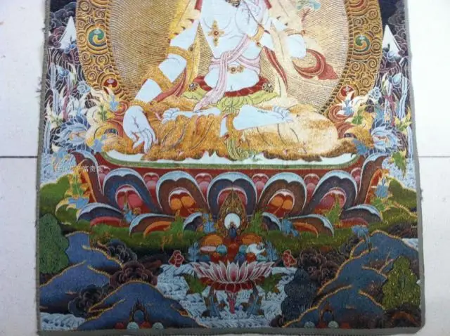 Китайская античная коллекция вышивка танка Белая Тара схема|diagram| |