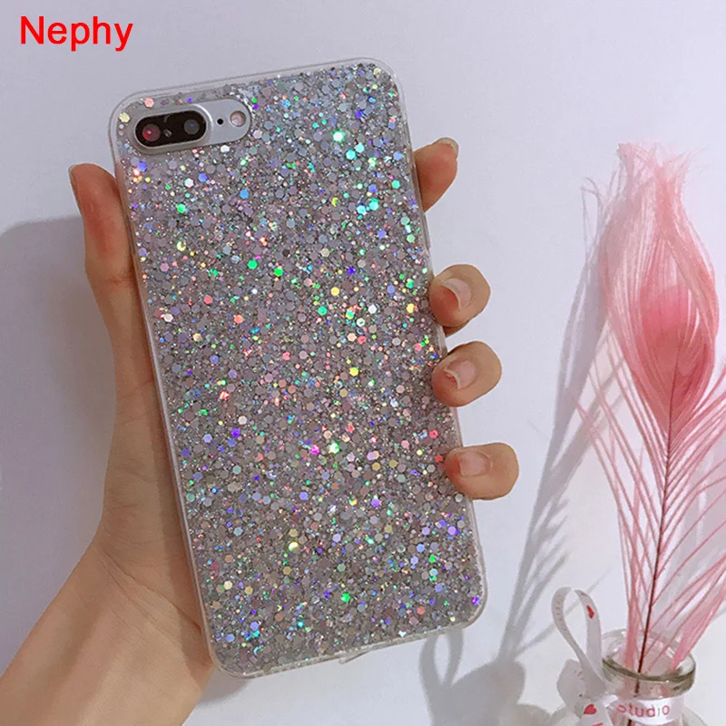 Nephy Bling Glitter TPU Case For iPhone 6 6s 7 8 Plus X XS MAX XR 5 5s SE Luxury Silicone Soft Powder Sequins Back Cover |