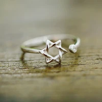 daisies pure 925 sterling silver simple design hexagram star of david ring women real silver statement jewelry free size