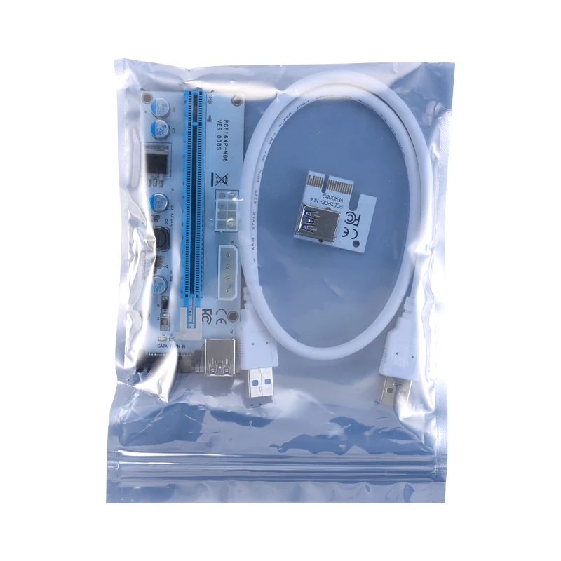 Riser VER008S 3 в 1 Molex 4Pin SATA 6PIN PCIE PCI-E PCI Express Card 1x к 16x USB 0 кабель для майнинга BTC Bitcoin Miner |