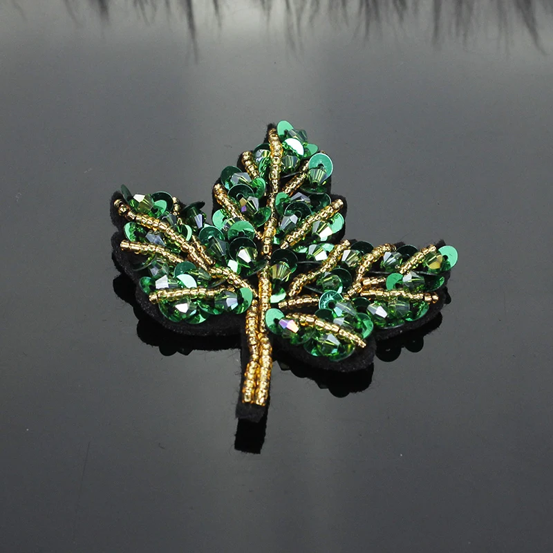 Нашивки ручные с бусинами и кленовыми листьями нашивка вышивкой аппликация для