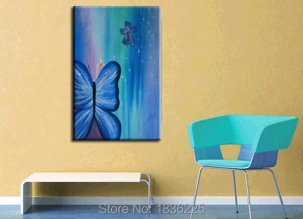 Настенная Наклейка картина маслом Бабочка абстрактная настенное искусство