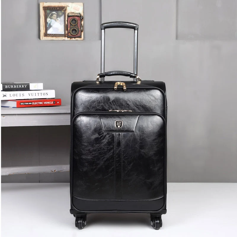 24 inch Letrend, новая мода, роскошная мужская и женская сумка на колесиках 20 дюймов, деловая сумка на колесиках из искусственной кожи, багажная коробка, чемоданы, дорожная сумка - Цвет: 24 inch