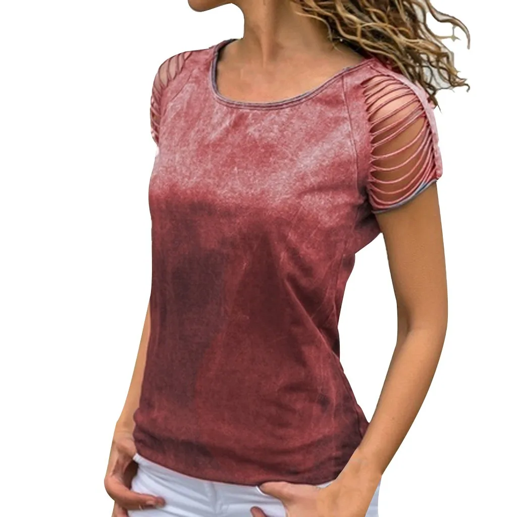 Женская футболка с круглым вырезом и коротким рукавом вырезами женская