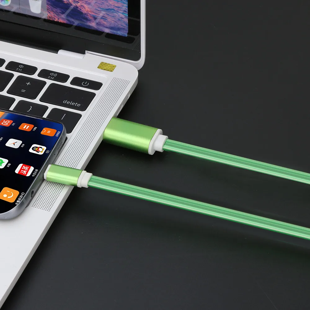 Четырехцветный светодиодный светящийся кабель Mircro USB 2,4 кабель для быстрой зарядки и передачи данных для телефона, мягкий и прочный кабель Mini Usb N