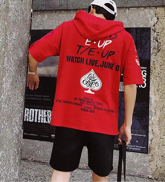 

Rlyaeiz High Quality Two Piece Sets Men Casual Tracksuit 2018 Summer New Half-sleeve Printed T shirts + Shorts Sporting Suit