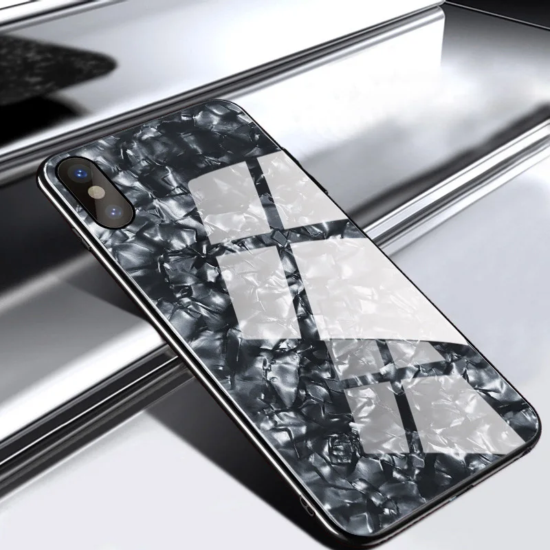 Роскошный чехол из закаленного стекла для iPhone X Xs Max мягкий ТПУ со стеклянным