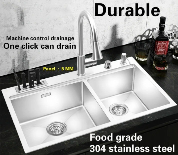 Бесплатная доставка кухонный кран ручная раковина двойной паз роскошный