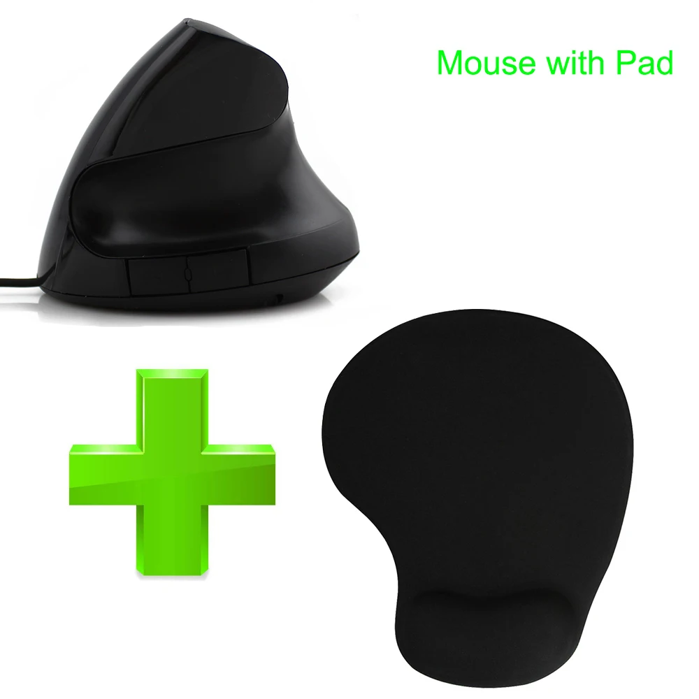 Black with Pad CHYI проводная мышь эргономичная 5D 1600 dpi оптический USB кабель вертикальная мышь с подставкой для запястья комплект коврика для мыши для геймера ПК ноутбук Настольный - Цвет: Black with Pad