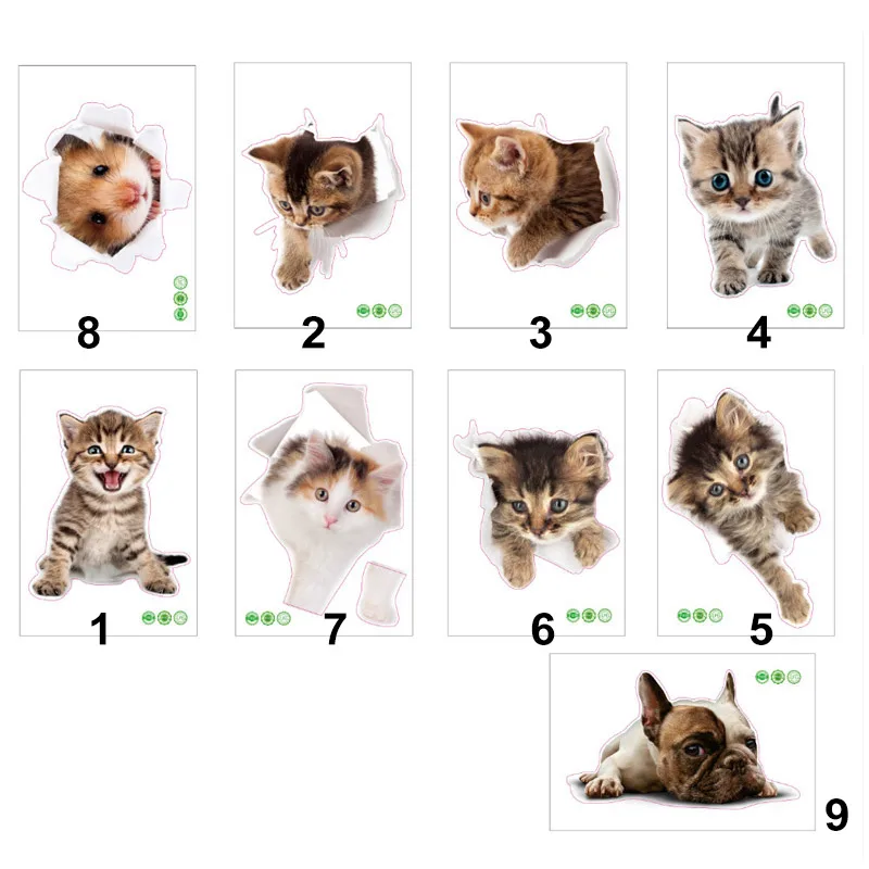 3D наклейки на унитаз кошка собака настенная наклейка в виде животных для ванной