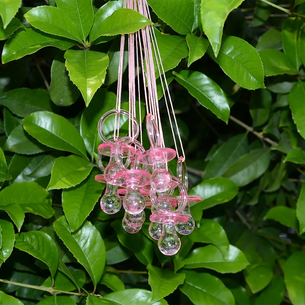 12 шт. розовые синие прозрачные большие ожерелья-пустышки с лентой для детского