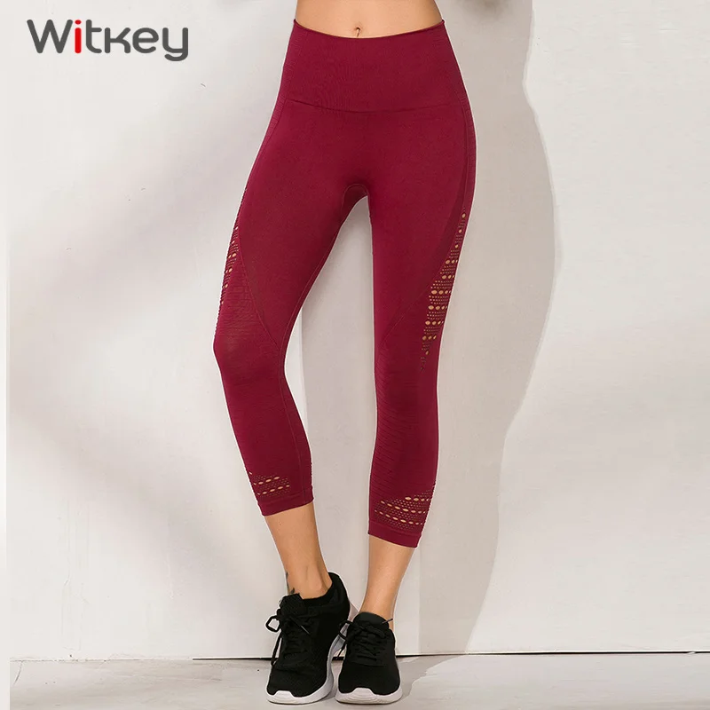 Witkey, штаны для йоги, женские спортивные Леггинсы с высокой талией, Бесшовные Леггинсы для йоги, спортзала, женские штаны для бега, женские леггинсы для фитнеса с эффектом пуш-ап