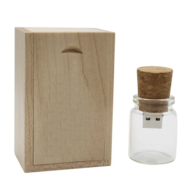 with box BiNFUL 64 ГБ USB 2,0 стеклянная бутылка с пробкой USB флэш-накопитель стеклянная бутылка Флешка 4 ГБ 8 ГБ 16 ГБ 32 ГБ свадебный подарок - Цвет: with box
