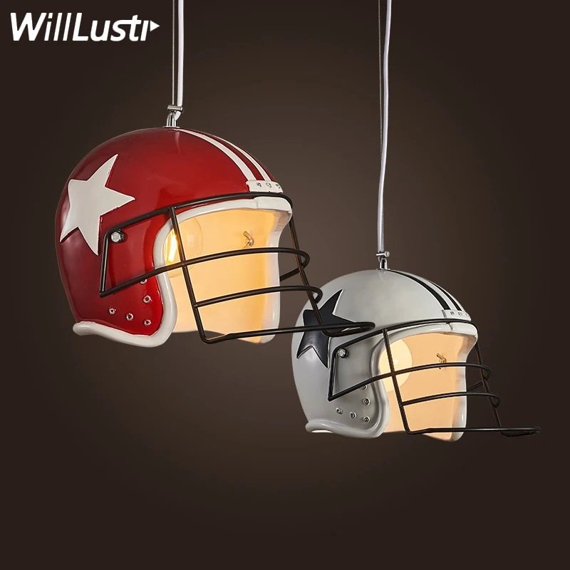 

modern helmet pendant lamp football helmet suspension light resin material lighting dinning room restaurant hotel loft showcase