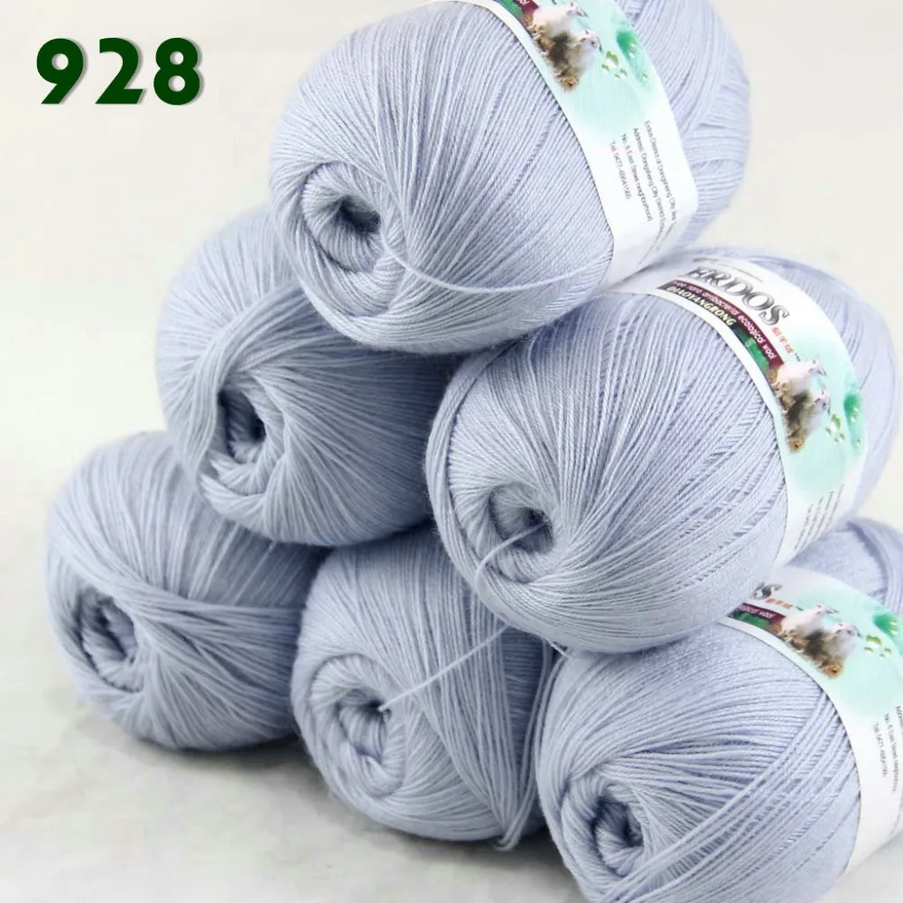 Lot of 6 Skeins Fine Lace Soft Wool Acrylic Cashmere Yarn Knitting Light Silver 928 | Дом и сад