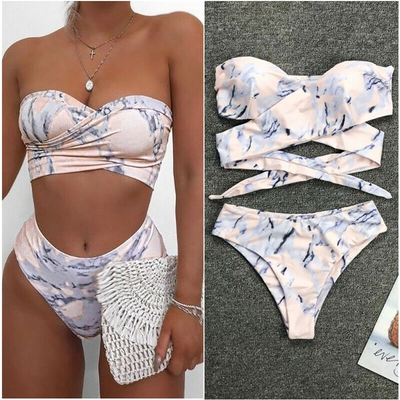 Сексуальный женский комплект бикини пуш ап лифчик купальник с подкладкой без