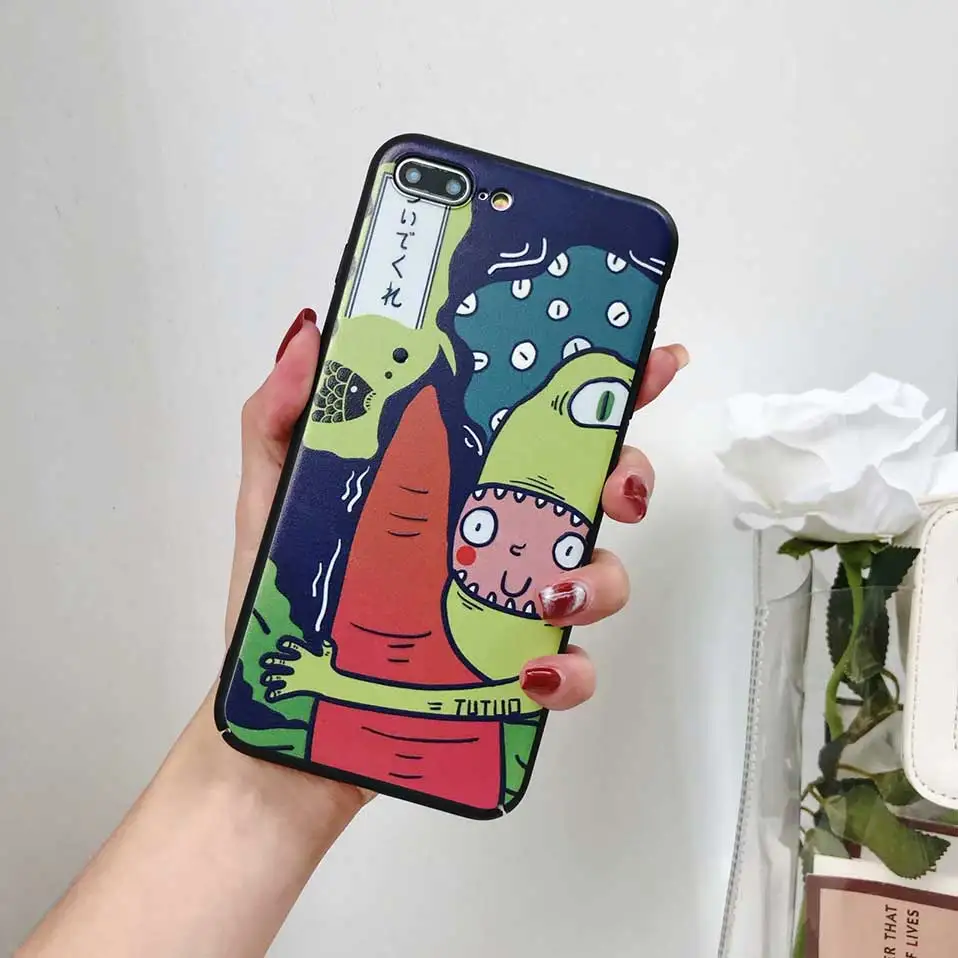 Чехол для iPhone X 7 8 6 Чехлы принципиально 6s Капа мультфильм личность назад случаи