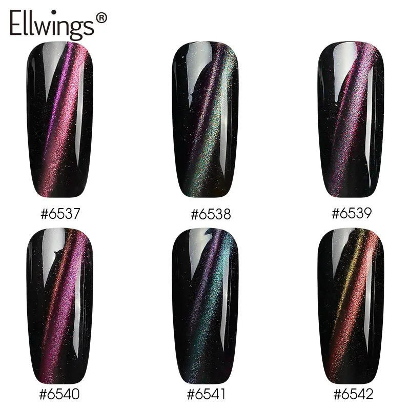 Ellwings 3D Блеск для ногтей кошачий глаз Гель лак Волшебный Магнитный впитывающий