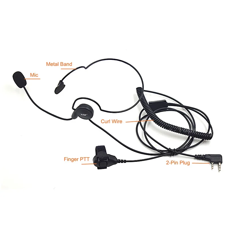 XQF 2-контактный палец PTT Mic гарнитура для Baofeng Kenwood Walkie Talkie UV 5R 888S HYT Hytera Puxing