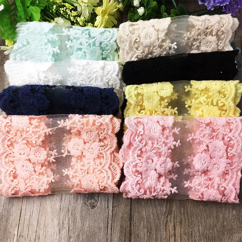 

14yards Cotton Lace Ribbon Embroidered Net White Pink Lace Trim for Wedding Party Decoration Sewing Clothing Bride Accessories