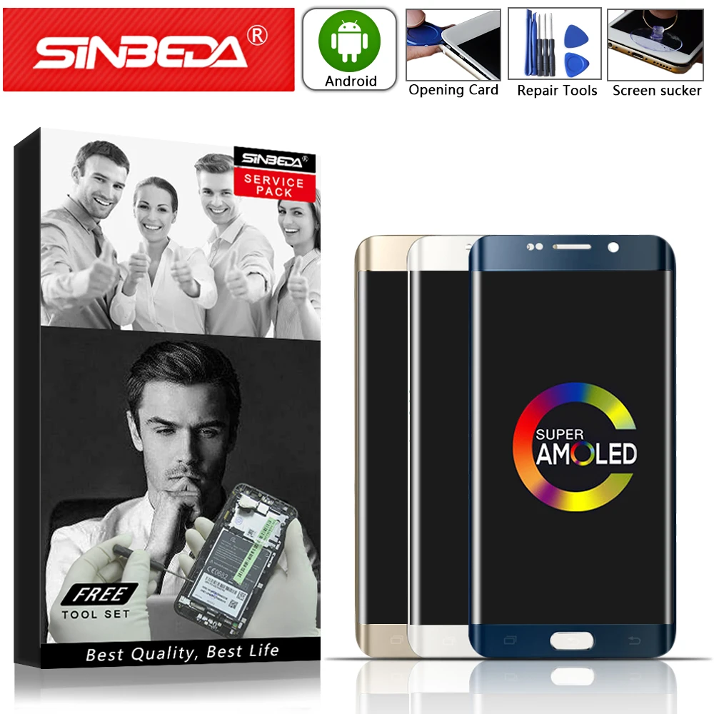 AMOLED 5 1 &quotдля SAMSUNG Galaxy S6 Edge дисплей ЖК-дигитайзер сенсорный экран с рамкой для G925F