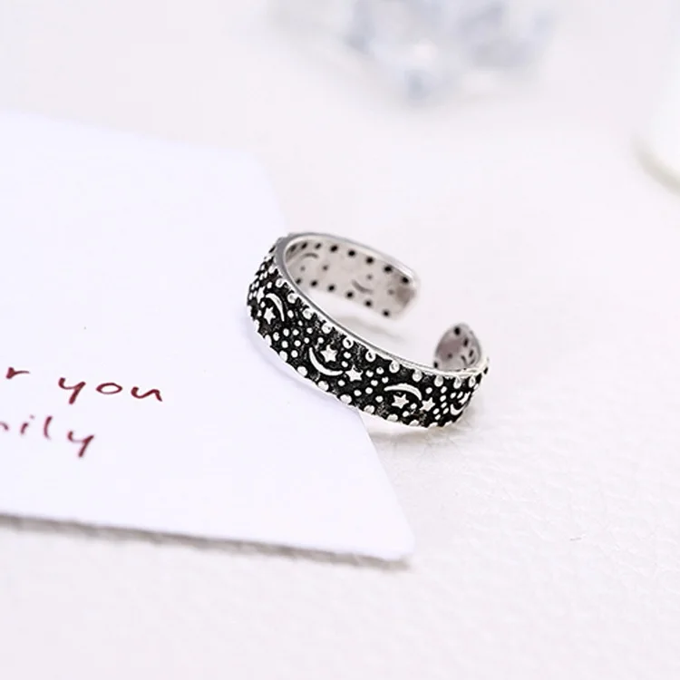 Новинка модные серебряные кольца в форме Луны и звезды для женщин Регулируемый