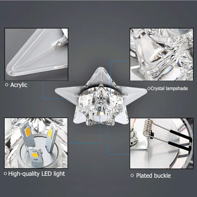 Хрустальный потолочный светильник 3 Вт/5 Вт со звездами светодиодные светильники