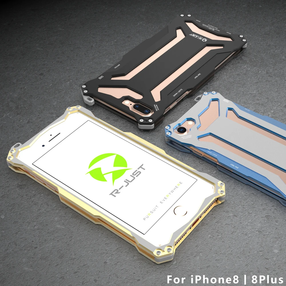 R JUST Gundam для iPhone 8 металлический корпус Механическая Броня Алюминий крышка плюс