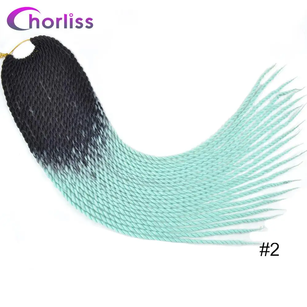 Chorliss, 24 дюйма, мягкие, вязанные крючком косички, черный, коричневый, синтетические волосы, косички, Сенегальские, крученые, канекалон, наращивание волос, мятный, зеленый - Цвет: #2