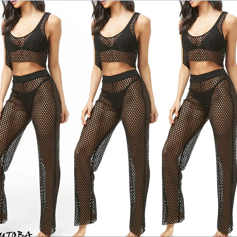 Женский комплект из двух предметов привлекательная прозрачная накидка сетчатой