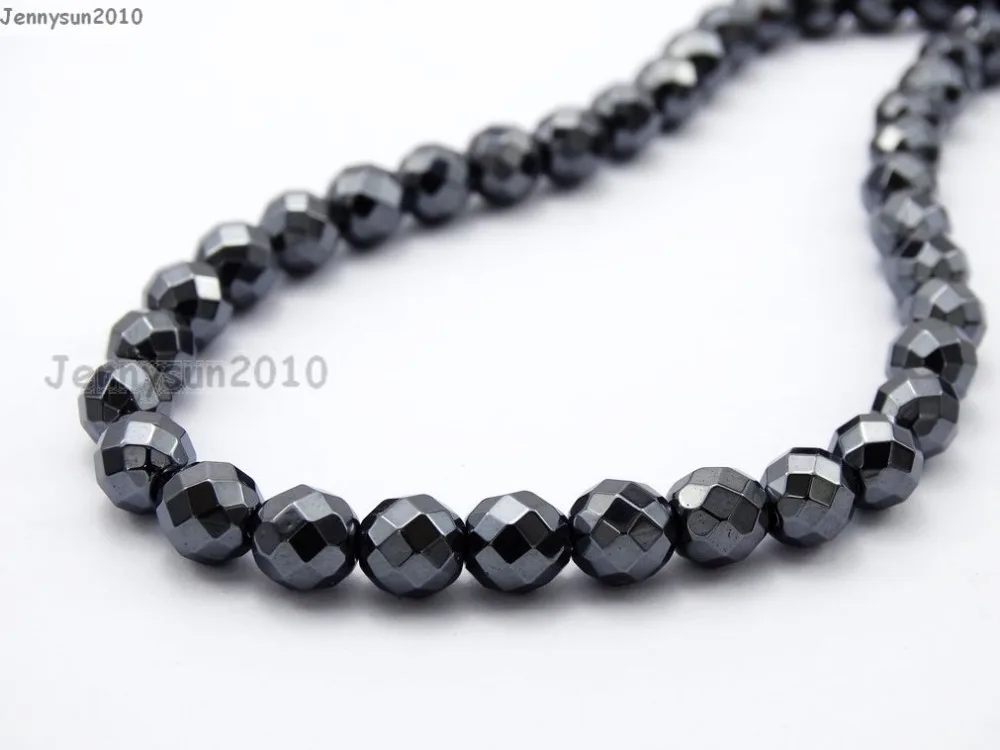 Черный 8 мм Гематит Драгоценные Камни камень Грановитая Круглый Бисер 15.5 &quotдля