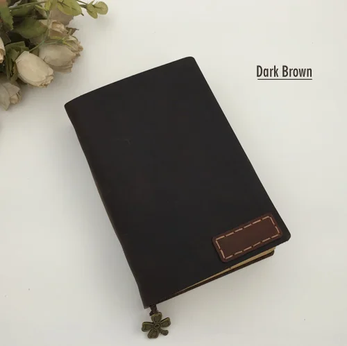 Dark Brown Винтажный кожаный блокнот ручной работы из крафт-бумаги, пустой блокнот для зарисовок, дневник для путешествий, Дневник для записей, персонализированный блокнот - Цвет: Dark Brown