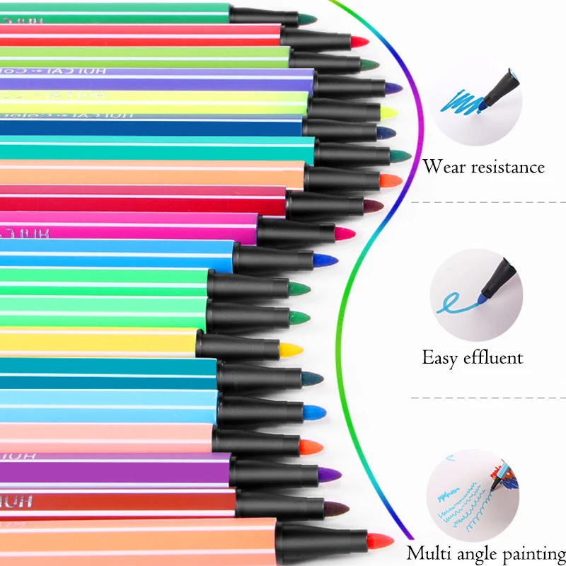 

10Set 12 Colors Drawing Watercolor Pen Marker Pen Fluorescent Highlighter Pen Safe Non-toxic Water Washing Graffiti Pen