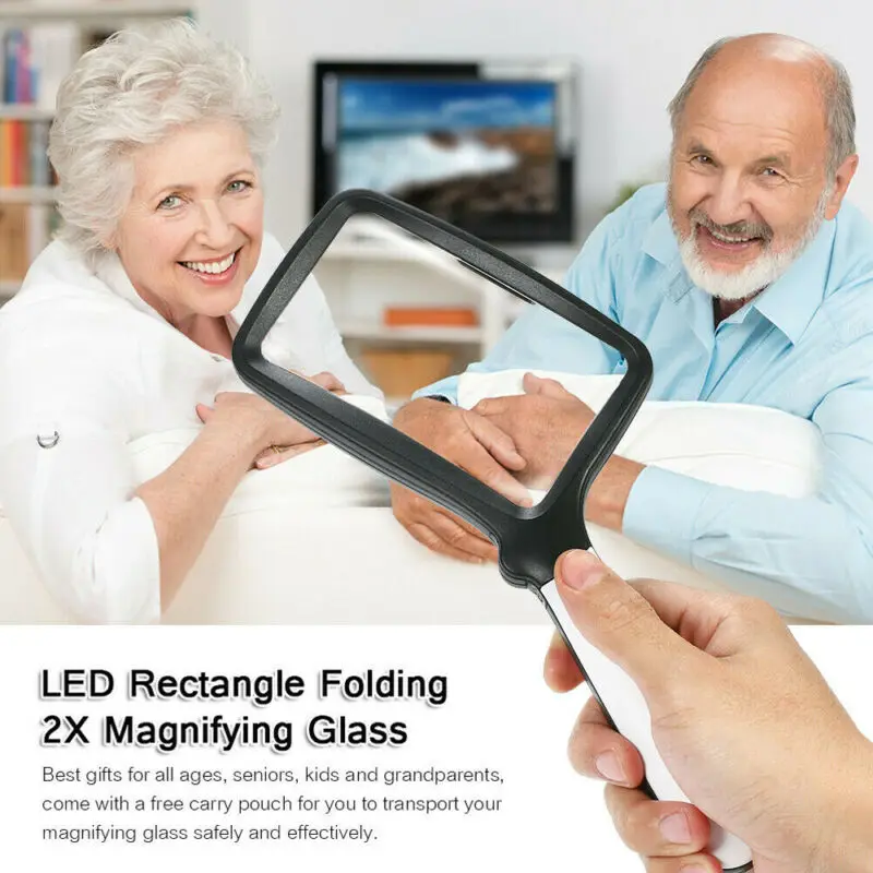 

Folding Handheld Magnifying Glass with 5 LED Light - Portable Rectangle AU
