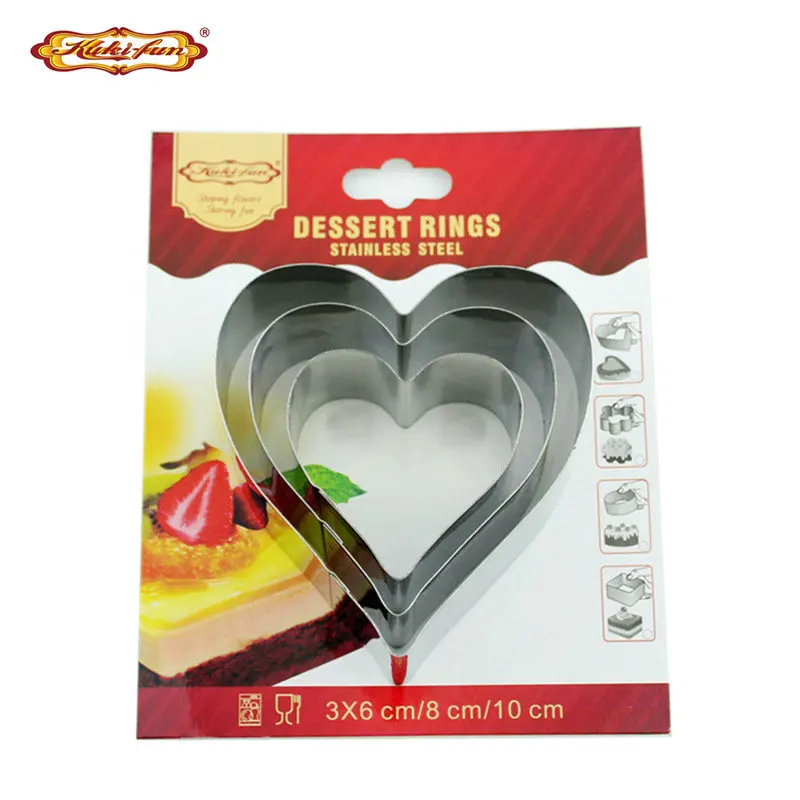 3 шт. кольцо для Мусса в форме сердца форма из нержавеющей стали инструменты
