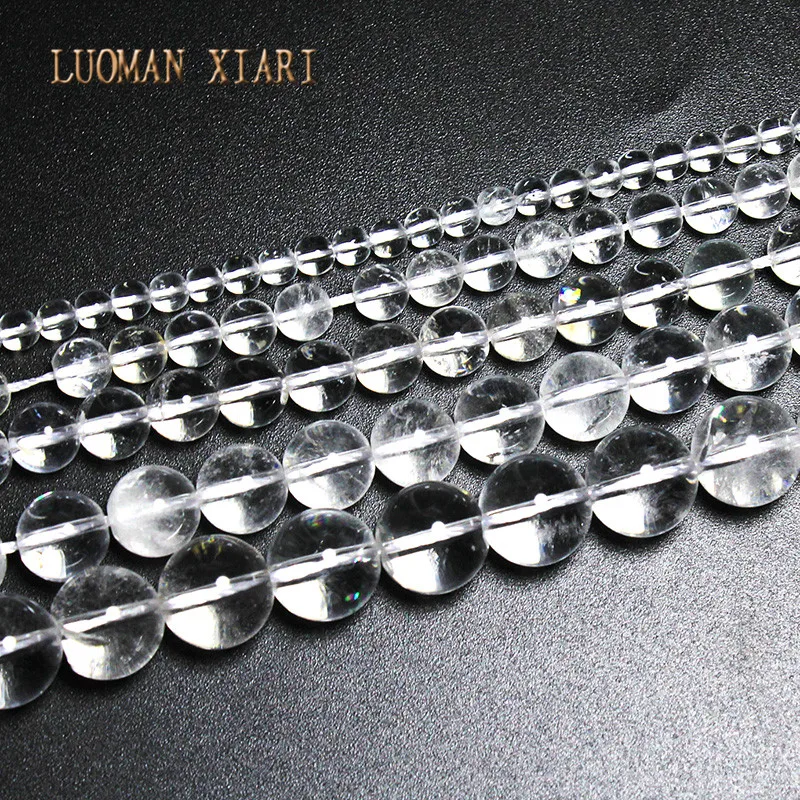 Luoman xiari круглый натуральный прозрачный Кварцевый Камень Бисер для самостоятельного изготовления ювелирных изделий браслет Цепочки и ожерелья Материал 4/6/8/10/12 мм 15''