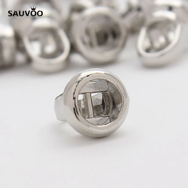 SAUVOO 20 шт./лот круглый шнур родиевого цвета застежки соединители концевые