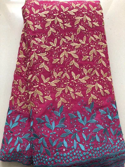 Новые поступления африканская хлопчатобумажная кружевная ткань с камнями для