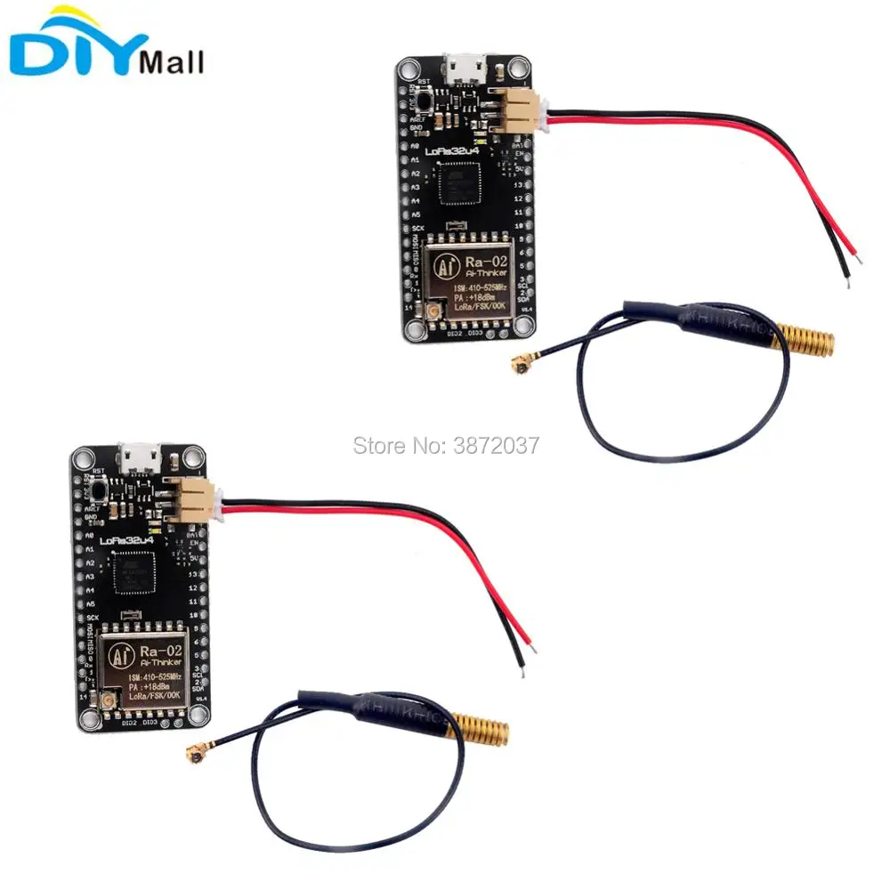 Купи Макетная плата LoRa32u4, 433 МГц, 2 шт., модуль приемопередатчика Ra02 LoRa Wi-Fi SX1278 + антенна LoRa + кабель JST PH2.0mm за 1,660 рублей в магазине AliExpress