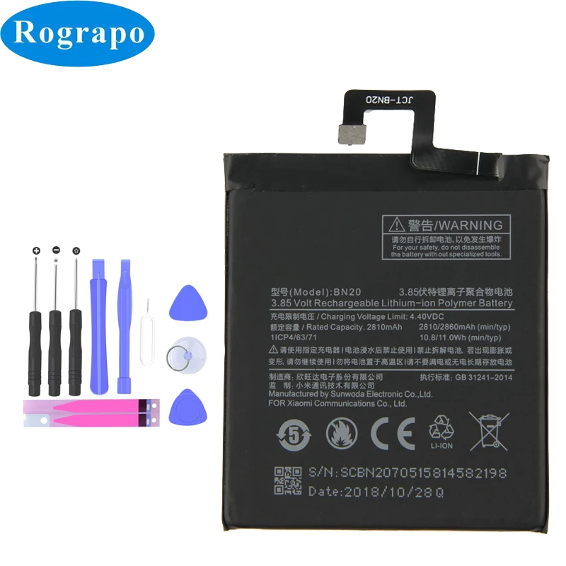 Оригинальный сменный аккумулятор BN20 2860 мАч для Xiaomi Mi 5C M5C Mi5C BN 20 Baterij Bateria сотовый
