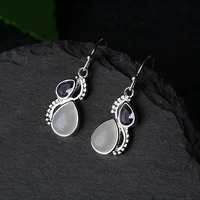 vintage earrings water drops pear shaped colorful moonstone earrings for women accessories silver vintage earrings jewelry