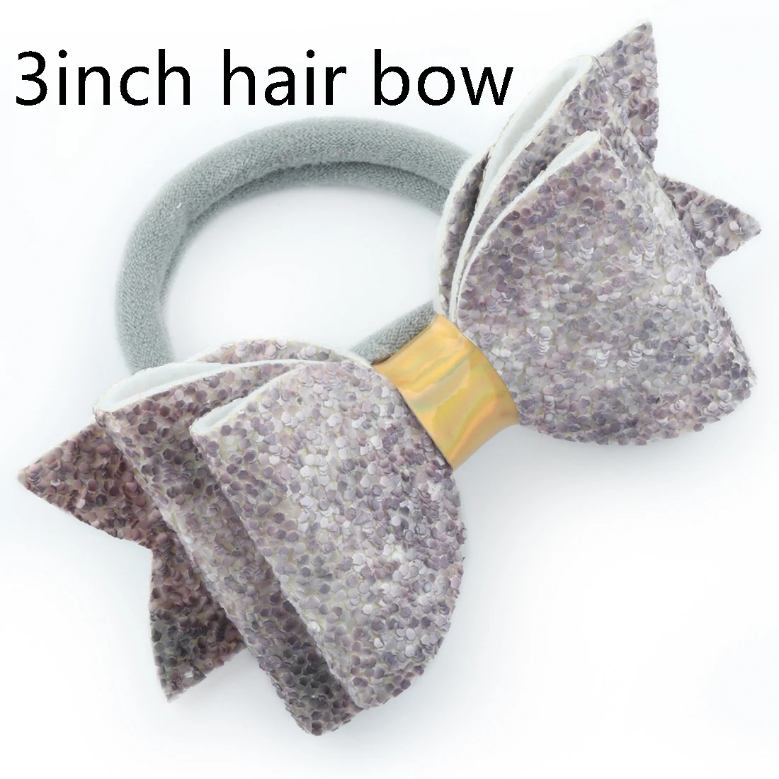 three layers-3 1 PC Child Hair Bow Tie Elastic Hair Band Glitter Hairbow Rope Rainbow Sequin Sparkly 3 Inch Bows Mermaid Girls Sweet Headwear - Цвет: three layers-3