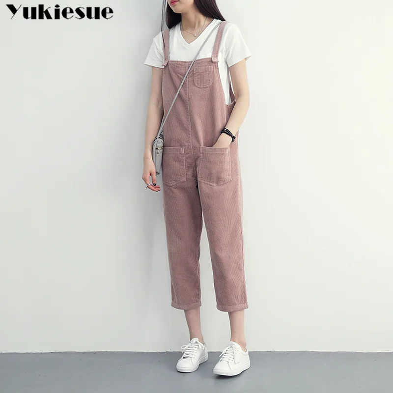 Комбинезон женский вельветовый свободный однотонный Ромпер в стиле оверсайз