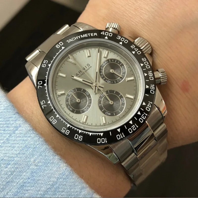 

New Arrived 2019 Parnis 39mm Quartz Men Watches Chronograph Gray Dial Sapphire Crystal Rubber Strap Luminous Men's Wrist Watch