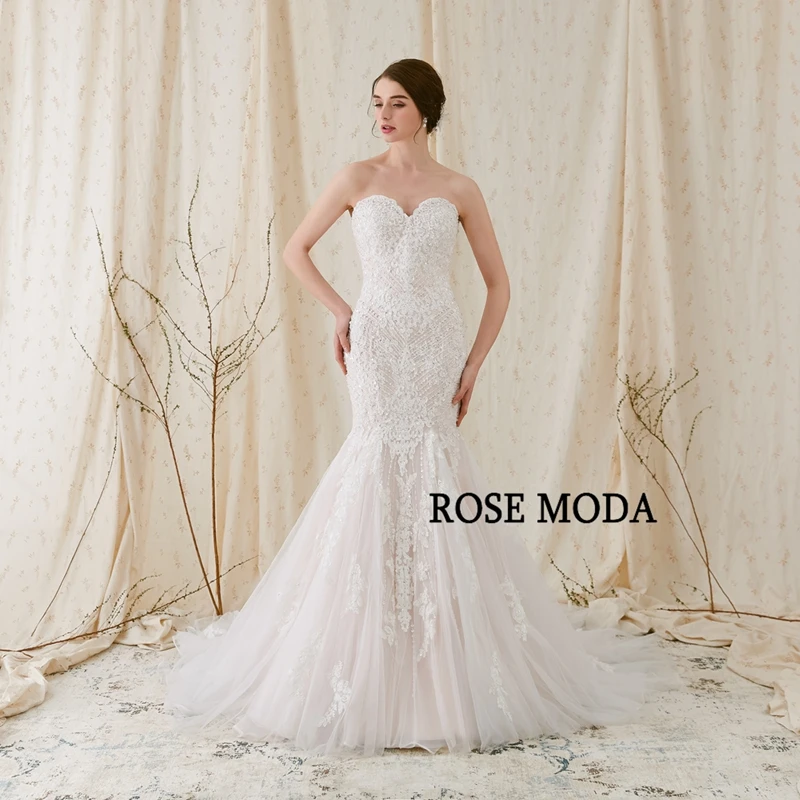 Розовое Moda Сверкающее кружевное свадебное платье русалки Розовые Свадебные платья с кружевом реальные фотографии