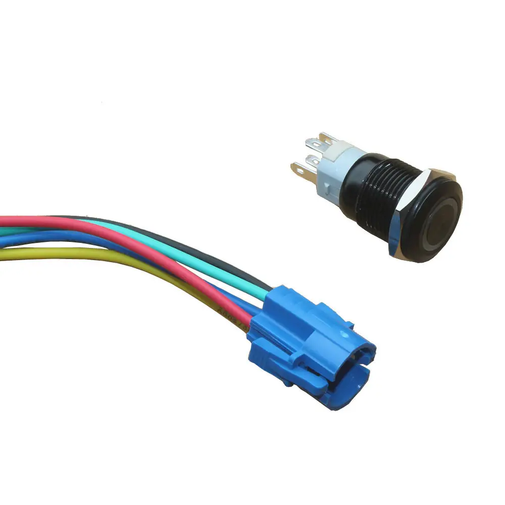 EE поддержка 16 мм 12 В синий светодиодный черный корпус металлическая кнопка